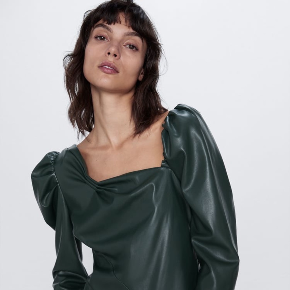 Zara One shoulder vegan leather top